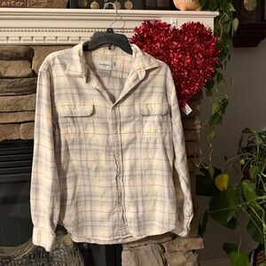 Goodfellow & Co Cream and Orange Plaid Shirt